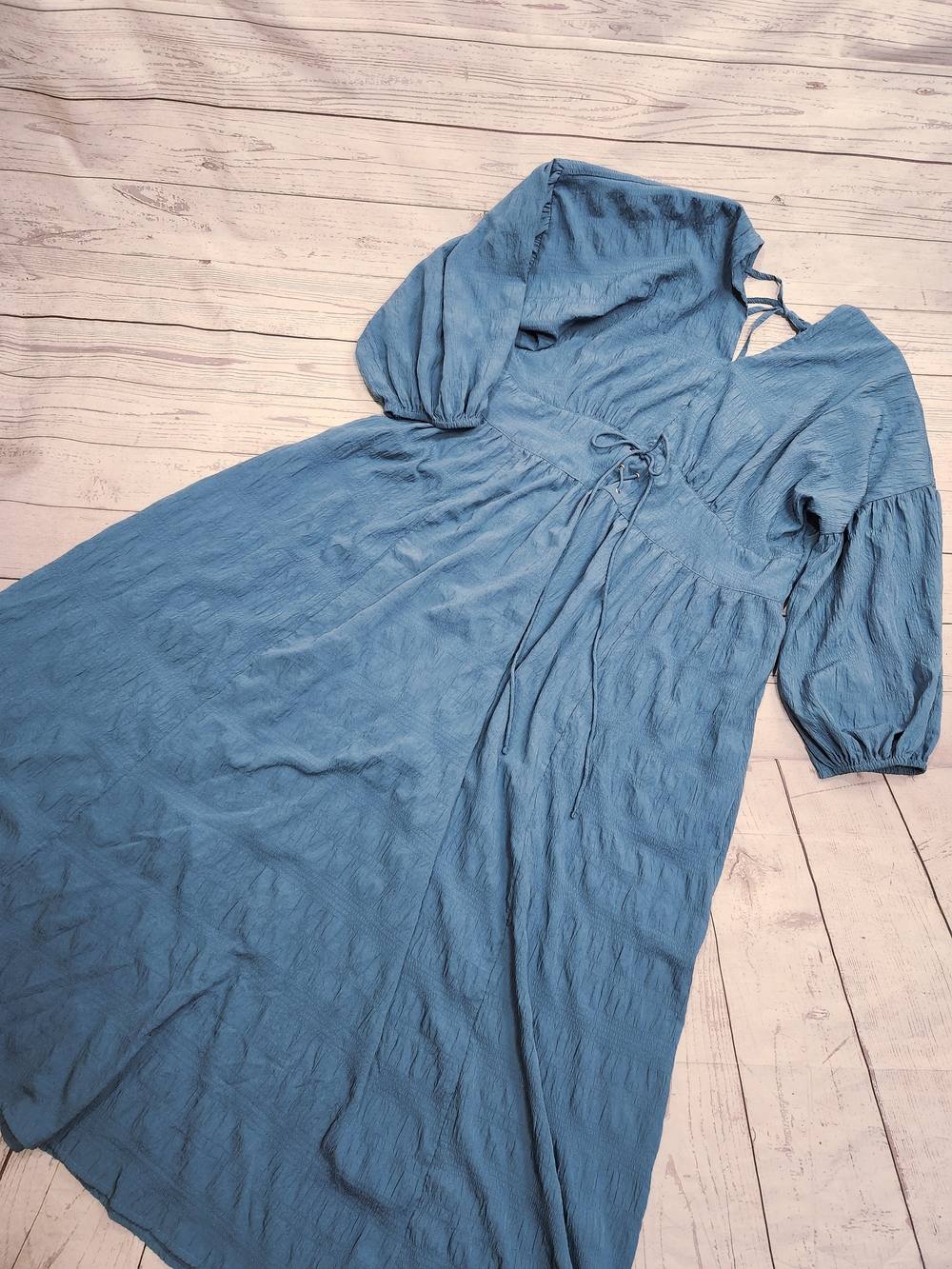 ASOS Dusty Blue Maxi Dress with Smocked Waist